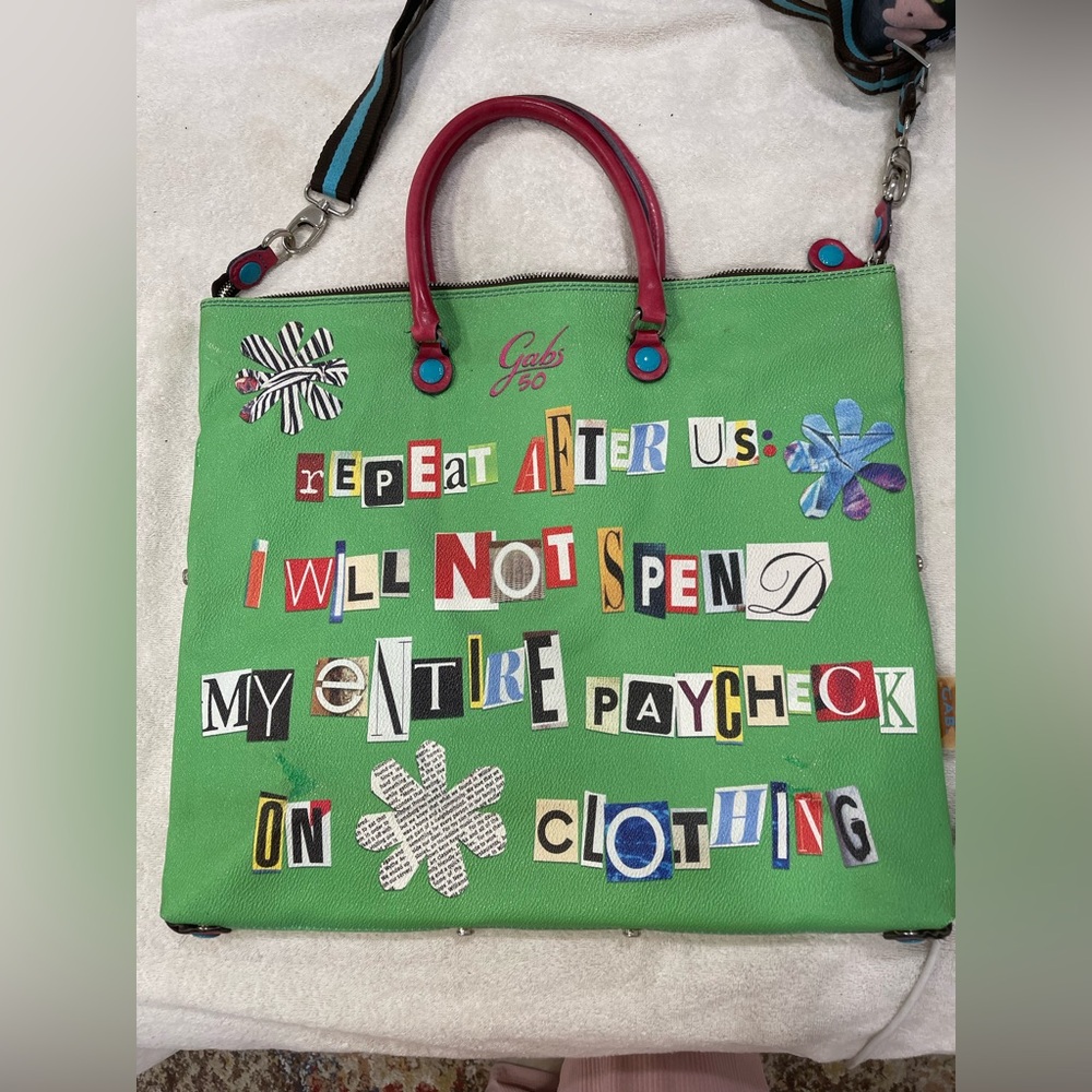 Gabs Green Graphic Letter-Print convertible Tote! really cool bag